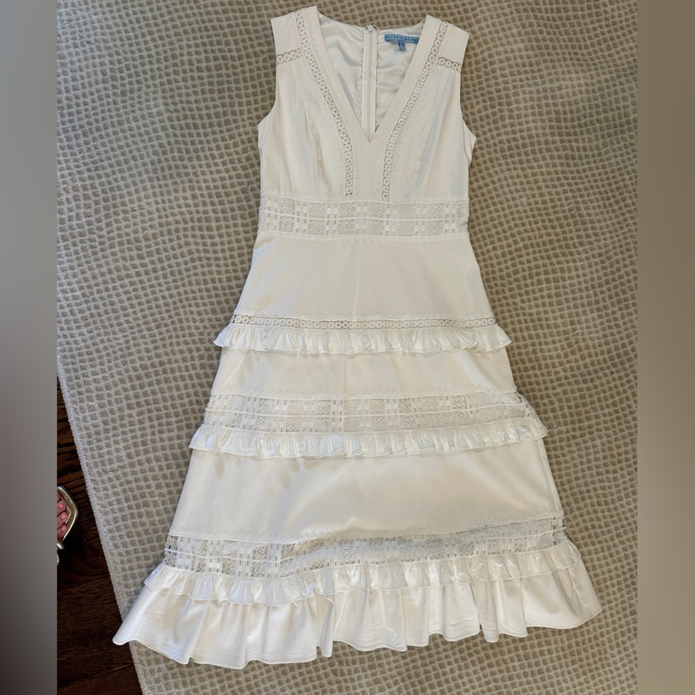ANTONIO MELANI White Tiered Ruffled Midi Dress